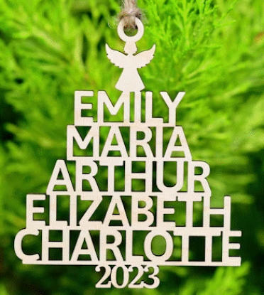 Picture of Family Names Christmas Tree Ornament